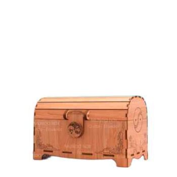 Intra WOODCHEST – Ξύλινο Σεντούκι Αποθήκευσης με Σκαλιστό Σχέδιο & Καπάκι, Ιδανικό για Δώρα, Κοσμήματα και Διακόσμηση 14x28x44 cm Box54-01086 - Image 4