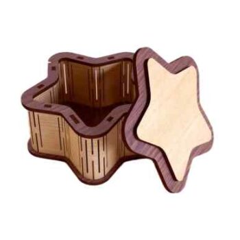 Intra STARBOX – Ξύλινο Κουτί σε Σχήμα Αστεριού με Καπάκι, Ιδανικό για Δώρα, Κοσμήματα - Διακόσμηση 10x35x36 cm Box56-01480 - Image 1