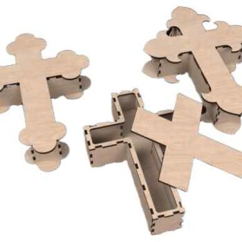 Intra WOODEN CROSSBOX – Ξύλινο κουτι  Διακοσμητικό Κουτί σε Σχήμα Σταυρού με Καπάκι για Αναμνηστικά  Δώρα 12x10x49 cm Box57-00269 - Image 1