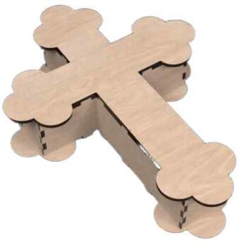 Intra WOODEN CROSSBOX – Ξύλινο κουτι  Διακοσμητικό Κουτί σε Σχήμα Σταυρού με Καπάκι για Αναμνηστικά  Δώρα 12x10x49 cm Box57-00269 - Image 3