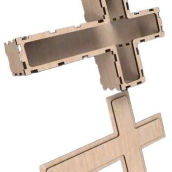 Intra WOODEN CROSSBOX – Ξύλινο κουτι  Διακοσμητικό Κουτί σε Σχήμα Σταυρού με Καπάκι για Αναμνηστικά  Δώρα 12x10x49 cm Box57-00269 - Image 4