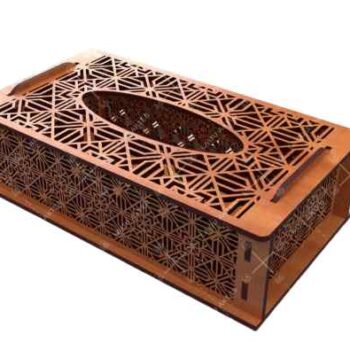 Intra WOODEN LUXURY TISSUE BOX – Ξύλινη Θήκη Χαρτομάντιλων με Πολυτελές Διάτρητο Σχέδιο  10x22x13 cm Box58-00948 - Image 1