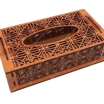 Intra WOODEN LUXURY TISSUE BOX – Ξύλινη Θήκη Χαρτομάντιλων με Πολυτελές Διάτρητο Σχέδιο  10x22x13 cm Box58-00948 - Image 3