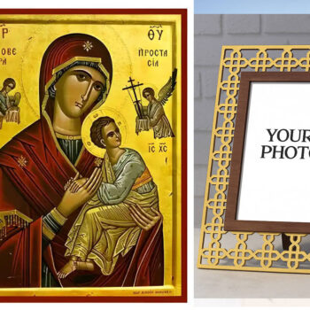 Εικόνα Ορθοδοξίας Πολυτελείας  με  σχεδιο Σταυρούς μαζι με  Βάση σε  8 χρώματα με περίγραμμα χρυσό σε ξύλο Plywood (Πλακάζ)   με  βάση Εικόνα Παναγία Φοβερά Προστασία Χειροποίητη Ελληνορθόδοξη , Κρεμαστή πλάκα βυζαντινής τέχνης, χριστιανική τέχνη Διάσταση 15x11 cm (5,9 x 4,3 ίντσες) INTRAEK3kadro3211-8671189 - Image 1