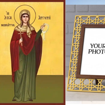 Εικόνα Ορθοδοξίας Πολυτελείας  με  σχεδιο Σταυρούς μαζι με  Βάση σε  8 χρώματα με περίγραμμα χρυσό σε ξύλο Plywood (Πλακάζ)   με  βάση Εικόνα Αγία Αργυρή Χειροποίητη Ελληνορθόδοξη , Κρεμαστή πλάκα βυζαντινής τέχνης, χριστιανική τέχνη Διάσταση 10x7 cm (3,9 x 2,8 ίντσες) INTRAEK3kadro3211-670674 - Image 1