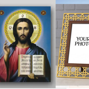 Εικόνα Ορθοδοξίας Πολυτελείας  με  σχεδιο Σταυρούς μαζι με  Βάση σε  8 χρώματα με περίγραμμα χρυσό σε ξύλο Plywood (Πλακάζ)   με  βάση Εικόνα του Ιησού Χριστού - Χειροποίητη Ελληνορθόδοξη , Κρεμαστή πλάκα βυζαντινής τέχνης, χριστιανική τέχνη Διάσταση 40x30 cm (15,8 x 11,8 ίντσες) INTRAEK3kadro3211-5432830 - Image 1