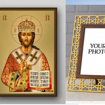 Εικόνα Ορθοδοξίας Πολυτελείας  με  σχεδιο Σταυρούς μαζι με  Βάση σε  8 χρώματα με περίγραμμα χρυσό σε ξύλο Plywood (Πλακάζ)   με  βάση Εικόνα του Ιησού Χριστού - Χειροποίητη Ελληνορθόδοξη , Κρεμαστή πλάκα βυζαντινής τέχνης, χριστιανική τέχνη Διάσταση 50x40 cm (19,7 x 15,8 ίντσες) INTRAEK3kadro3211-654321144 - Image 1