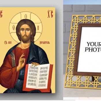 Εικόνα Ορθοδοξίας Πολυτελείας  με  σχεδιο Σταυρούς μαζι με  Βάση σε  8 χρώματα με περίγραμμα χρυσό σε ξύλο Plywood (Πλακάζ)   με  βάση Εικόνα του Ιησού Χριστού - Χειροποίητη Ελληνορθόδοξη , Κρεμαστή πλάκα βυζαντινής τέχνης, χριστιανική τέχνη Διάσταση 50x40 cm (19,7 x 15,8 ίντσες) INTRAEK3kadro3211-65432770 - Image 1