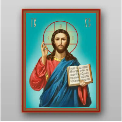Εικόνα Ορθοδοξίας με περίγραμμα χρυσό σε ξύλο Φλαμουρίας με βάση Εικόνα του Ιησού Χριστού - Χειροποίητη Ελληνορθόδοξη , Κρεμαστή πλάκα βυζαντινής τέχνης, χριστιανική τέχνη Διάσταση 10x7 cm (3,9 x 2,8 ίντσες) INTRAEK-71168 - Image 1