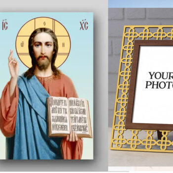 Εικόνα Ορθοδοξίας Πολυτελείας  με  σχεδιο Σταυρούς μαζι με  Βάση σε  8 χρώματα με περίγραμμα χρυσό σε ξύλο Plywood (Πλακάζ)   με  βάση Εικόνα του Ιησού Χριστού - Χειροποίητη Ελληνορθόδοξη , Κρεμαστή πλάκα βυζαντινής τέχνης, χριστιανική τέχνη Διάσταση 50x40 cm (19,7 x 15,8 ίντσες) INTRAEK3kadro3211-65432869,80 - Image 1