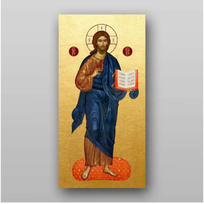 Εικόνα Ορθοδοξίας με περίγραμμα χρυσό σε ξύλο Φλαμουρίας με βάση Εικόνα του Ιησού Χριστού - Χειροποίητη Ελληνορθόδοξη , Κρεμαστή πλάκα βυζαντινής τέχνης, χριστιανική τέχνη Διάσταση 10x7 cm (3,9 x 2,8 ίντσες) INTRAEK-71269 - Image 1