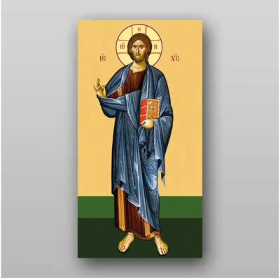 Εικόνα Ορθοδοξίας με περίγραμμα χρυσό σε ξύλο Φλαμουρίας με βάση Εικόνα του Ιησού Χριστού - Χειροποίητη Ελληνορθόδοξη , Κρεμαστή πλάκα βυζαντινής τέχνης, χριστιανική τέχνη Διάσταση 10x7 cm (3,9 x 2,8 ίντσες) INTRAEK-7993 - Image 1