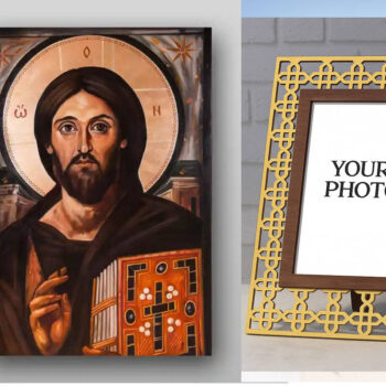 Εικόνα Ορθοδοξίας Πολυτελείας  με  σχεδιο Σταυρούς μαζι με  Βάση σε  8 χρώματα με περίγραμμα χρυσό σε ξύλο Plywood (Πλακάζ)   με  βάση Εικόνα του Ιησού Χριστού - Χειροποίητη Ελληνορθόδοξη , Κρεμαστή πλάκα βυζαντινής τέχνης, χριστιανική τέχνη Διάσταση 50x40 cm (19,7 x 15,8 ίντσες) INTRAEK3kadro3211-65432932 - Image 1