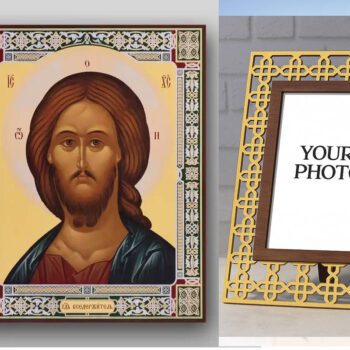 Εικόνα Ορθοδοξίας Πολυτελείας  με  σχεδιο Σταυρούς μαζι με  Βάση σε  8 χρώματα με περίγραμμα χρυσό σε ξύλο Plywood (Πλακάζ)   με  βάση Εικόνα του Ιησού Χριστού - Χειροποίητη Ελληνορθόδοξη , Κρεμαστή πλάκα βυζαντινής τέχνης, χριστιανική τέχνη Διάσταση 50x40 cm (19,7 x 15,8 ίντσες) INTRAEK3kadro3211-65432959 - Image 1