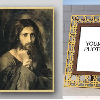 Εικόνα Ορθοδοξίας Πολυτελείας  με  σχεδιο Σταυρούς μαζι με  Βάση σε  8 χρώματα με περίγραμμα χρυσό σε ξύλο Plywood (Πλακάζ)   με  βάση Εικόνα του Ιησού Χριστού - Χειροποίητη Ελληνορθόδοξη , Κρεμαστή πλάκα βυζαντινής τέχνης, χριστιανική τέχνη Διάσταση 50x40 cm (19,7 x 15,8 ίντσες) INTRAEK3kadro3211-65432783 - Image 1