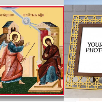 Εικόνα Ορθοδοξίας Πολυτελείας  με  σχεδιο Σταυρούς μαζι με  Βάση σε  8 χρώματα με περίγραμμα χρυσό σε ξύλο Plywood (Πλακάζ)   με  βάση Ευαγγελισμού για  ορθόδοξης εικόνας.Χειροποίητη Ελληνορθόδοξη , Κρεμαστή πλάκα βυζαντινής τέχνης, χριστιανική τέχνη Διάσταση 50x40 cm (19,7 x 15,8 ίντσες) INTRAEK3kadro3211-65432944 - Image 1