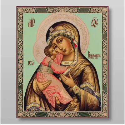 Εικόνα Ορθοδοξίας με περίγραμμα χρυσό σε ξύλο Φλαμουρίας με βάση Η Μητέρα του Θεού Βλαντιμίρ Χειροποίητη Ελληνορθόδοξη , Κρεμαστή πλάκα βυζαντινής τέχνης, χριστιανική τέχνη Διάσταση 10x7 cm (3,9 x 2,8 ίντσες) INTRAEK-71336 - Image 1