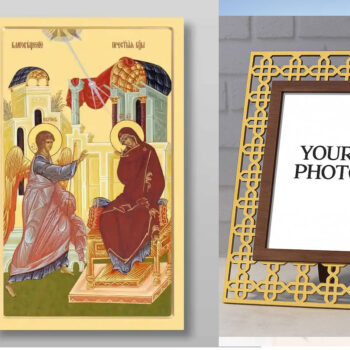 Εικόνα Ορθοδοξίας Πολυτελείας  με  σχεδιο Σταυρούς μαζι με  Βάση σε  8 χρώματα με περίγραμμα χρυσό σε ξύλο Plywood (Πλακάζ)   με  βάση Ευαγγελισμού για  ορθόδοξης εικόνας.Χειροποίητη Ελληνορθόδοξη , Κρεμαστή πλάκα βυζαντινής τέχνης, χριστιανική τέχνη Διάσταση 50x40 cm (19,7 x 15,8 ίντσες) INTRAEK3kadro3211-65432752 - Image 1