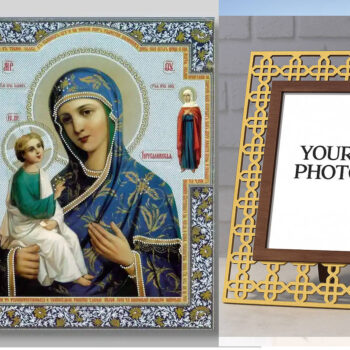 Εικόνα Ορθοδοξίας Πολυτελείας  με  σχεδιο Σταυρούς μαζι με  Βάση σε  8 χρώματα με περίγραμμα χρυσό σε ξύλο Plywood (Πλακάζ)   με  βάση Εικόνα της Θεοτόκου της Ιερουσαλήμ Χειροποίητη Ελληνορθόδοξη , Κρεμαστή πλάκα βυζαντινής τέχνης, χριστιανική τέχνη Διάσταση 50x40 cm (19,7 x 15,8 ίντσες) INTRAEK3kadro3211-65432786 - Image 1