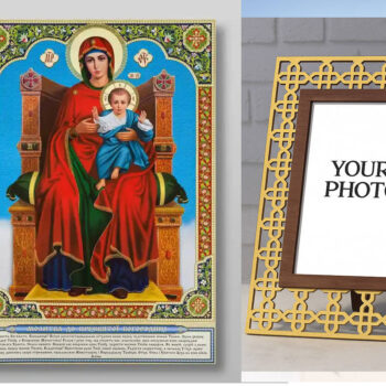 Εικόνα Ορθοδοξίας Πολυτελείας  με  σχεδιο Σταυρούς μαζι με  Βάση σε  8 χρώματα με περίγραμμα χρυσό σε ξύλο Plywood (Πλακάζ)   με  βάση Εικόνα της Θεοτόκου της βασιλεύουσας Χειροποίητη Ελληνορθόδοξη , Κρεμαστή πλάκα βυζαντινής τέχνης, χριστιανική τέχνη Διάσταση 40x30 cm (15,8 x 11,8 ίντσες) INTRAEK3kadro3211-5432844 - Image 1