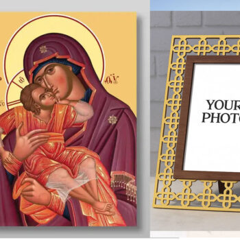 Εικόνα Ορθοδοξίας Πολυτελείας  με  σχεδιο Σταυρούς μαζι με  Βάση σε  8 χρώματα με περίγραμμα χρυσό σε ξύλο Plywood (Πλακάζ)   με  βάση Εικόνα της Θεοτόκου Χειροποίητη Ελληνορθόδοξη , Κρεμαστή πλάκα βυζαντινής τέχνης, χριστιανική τέχνη Διάσταση 50x40 cm (19,7 x 15,8 ίντσες) INTRAEK3kadro3211-654321169,80 - Image 1