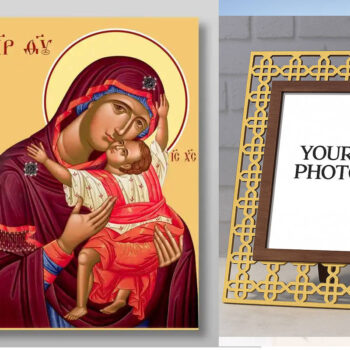 Εικόνα Ορθοδοξίας Πολυτελείας  με  σχεδιο Σταυρούς μαζι με  Βάση σε  8 χρώματα με περίγραμμα χρυσό σε ξύλο Plywood (Πλακάζ)   με  βάση Εικόνα της Θεοτόκου Χειροποίητη Ελληνορθόδοξη , Κρεμαστή πλάκα βυζαντινής τέχνης, χριστιανική τέχνη Διάσταση 50x40 cm (19,7 x 15,8 ίντσες) INTRAEK3kadro3211-65432995 - Image 1