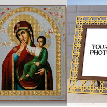 Εικόνα Ορθοδοξίας Πολυτελείας  με  σχεδιο Σταυρούς μαζι με  Βάση σε  8 χρώματα με περίγραμμα χρυσό σε ξύλο Plywood (Πλακάζ)   με  βάση Εικόνα χαράς και παρηγοριάς της Θεοτόκου Χειροποίητη Ελληνορθόδοξη , Κρεμαστή πλάκα βυζαντινής τέχνης, χριστιανική τέχνη Διάσταση 50x40 cm (19,7 x 15,8 ίντσες) INTRAEK3kadro3211-654321180 - Image 1