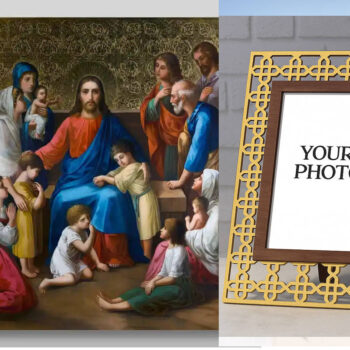 Εικόνα Ορθοδοξίας Πολυτελείας  με  σχεδιο Σταυρούς μαζι με  Βάση σε  8 χρώματα με περίγραμμα χρυσό σε ξύλο Plywood (Πλακάζ)   με  βάση Ευλογία Παίδων Χειροποίητη Ελληνορθόδοξη , Κρεμαστή πλάκα βυζαντινής τέχνης, χριστιανική τέχνη Διάσταση 50x40 cm (19,7 x 15,8 ίντσες) INTRAEK3kadro3211-65432888 - Image 1