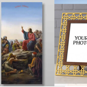 Εικόνα Ορθοδοξίας Πολυτελείας  με  σχεδιο Σταυρούς μαζι με  Βάση σε  8 χρώματα με περίγραμμα χρυσό σε ξύλο Plywood (Πλακάζ)   με  βάση Επί του Όρους Ομιλία Χειροποίητη Ελληνορθόδοξη , Κρεμαστή πλάκα βυζαντινής τέχνης, χριστιανική τέχνη Διάσταση 50x40 cm (19,7 x 15,8 ίντσες) INTRAEK3kadro3211-65432956 - Image 1