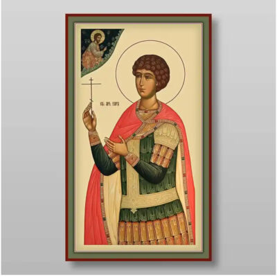 Εικόνα Ορθοδοξίας με περίγραμμα χρυσό σε ξύλο Φλαμουρίας  με  βάση Uar martire, Χειροποίητη Ελληνορθόδοξη , Κρεμαστή πλάκα βυζαντινής τέχνης, χριστιανική τέχνη Διάσταση 10x7 cm (3,9 x 2,8 ίντσες) INTRAEK-71205 - Image 1