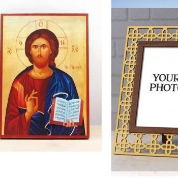 Εικόνα Ορθοδοξίας Πολυτελείας  με  σχεδιο Σταυρούς μαζι με  Βάση σε  8 χρώματα με περίγραμμα χρυσό σε ξύλο Plywood (Πλακάζ)   με  βάση Ευλογία Ιησού Χριστού, Ξύλινη Χειροποίητη Εικόνα Ελληνικού Premium Βυζαντινού Στυλ Κρεμαστή σε ξύλινη πλάκα Θρησκευτικό θέμα Χειροποίητη Ελληνορθόδοξη εικόνα του Ιησού Χριστού, Κρεμαστή πλάκα βυζαντινής τέχνης, χριστιανική τέχνη Διάσταση 40x30 cm (15,8 x 11,8 ίντσες)  INTRAEK3kadro3211-2110830 - Image 1