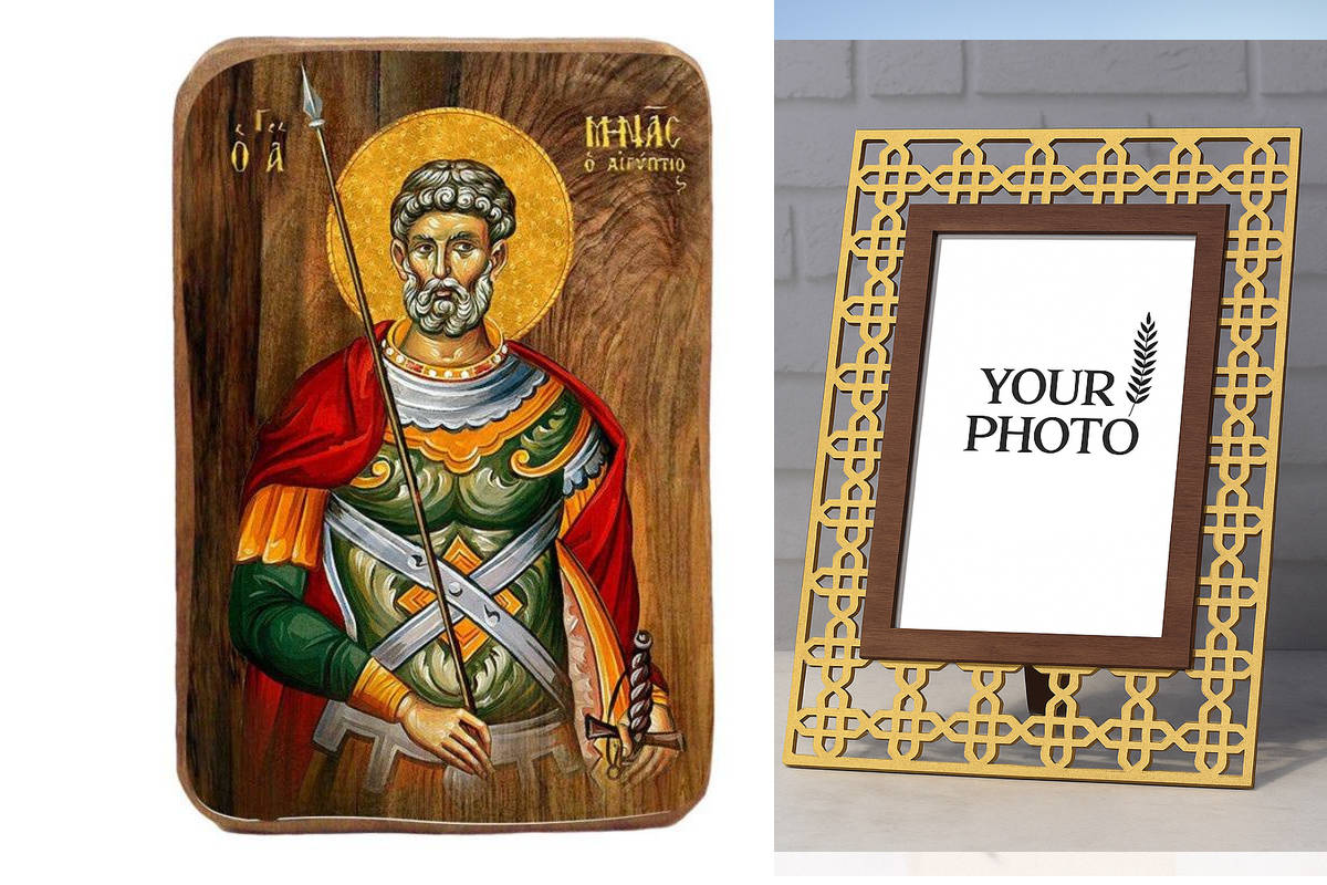 Εικόνα Ορθοδοξίας Πολυτελείας με σχεδιο Σταυρούς μαζι με Βάση σε 8 χρώματα με περίγραμμα χρυσό σε ξύλο Plywood (Πλακάζ) με βάση Μπομπονιέρα Βάπτισης Αγίας Μίνας Σετ 20 τεμαχίων, Εικόνα Βάπτισης, Μπομπονιέρα Χειροποίητη Βυζαντινή εικόνα 9x6cm, Χριστιανικό Δώρο Διάσταση 10x7 cm (3,9 x 2,8 ίντσες) INTRAEK3kadro3211-816724054