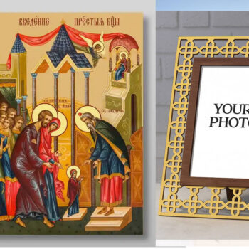 Εικόνα Ορθοδοξίας Πολυτελείας  με  σχεδιο Σταυρούς μαζι με  Βάση σε  8 χρώματα με περίγραμμα χρυσό σε ξύλο Plywood (Πλακάζ)   με  βάση Εισαγωγή της Θεοτόκου στο Ναό, Χειροποίητη Ελληνορθόδοξη , Κρεμαστή πλάκα βυζαντινής τέχνης, χριστιανική τέχνη Διάσταση 50x40 cm (19,7 x 15,8 ίντσες) INTRAEK3kadro3211-654321094 - Image 1