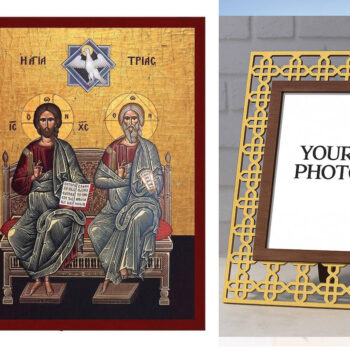 Εικόνα Ορθοδοξίας Πολυτελείας  με  σχεδιο Σταυρούς μαζι με  Βάση σε  8 χρώματα με περίγραμμα χρυσό σε ξύλο Plywood (Πλακάζ)   με  βάση Ιησούς Χριστός Η εικόνα της Αγίας Τριάδας, Χειροποίητη Ελληνορθόδοξη εικόνα του Ιησού Χριστού, Κρεμαστή πλάκα βυζαντινής τέχνης, χριστιανική τέχνη Διάσταση 10x7 cm (3,9 x 2,8 ίντσες) INTRAEK3kadro3211-816724225 - Image 1