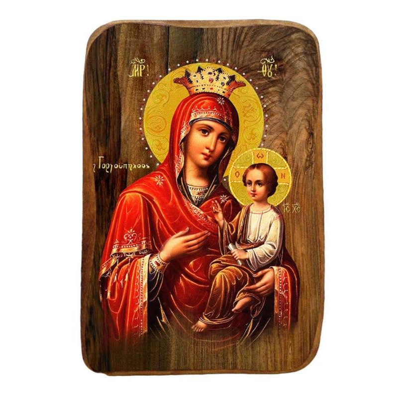Εικόνα Ορθοδοξίας με περίγραμμα χρυσό σε ξύλο Φλαμουρίας  με  βάση Παναγία Γρήγορο Σετ Βάπτισης 20 τεμαχίων, Εικόνα Βάπτισης, Χειροποίητη Βυζαντινή εικόνα Bomboniera 9x6cm, Χριστιανικό Δώρο Διάσταση 45x35 cm (17,7 x 13,8 ίντσες) INTRAEK-543216724078