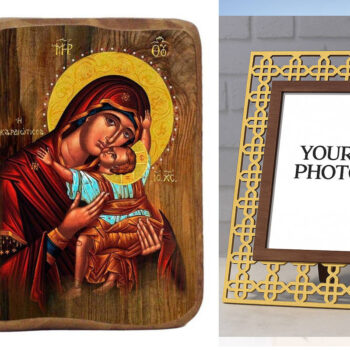 Εικόνα Ορθοδοξίας Πολυτελείας  με  σχεδιο Σταυρούς μαζι με  Βάση σε  8 χρώματα με περίγραμμα χρυσό σε ξύλο Plywood (Πλακάζ)   με  βάση Η Παναγία η Τρυφερή Καρδιά Σετ Βάπτισης 20 τεμαχίων, Εικόνα Βάπτισης, Χειροποίητη Βυζαντινή εικόνα Bomboniera 9x6cm, Χριστιανικό Δώρο Διάσταση 26x20 cm (10,2 x 7,9 ίντσες) INTRAEK3kadro3211-3216724069 - Image 1