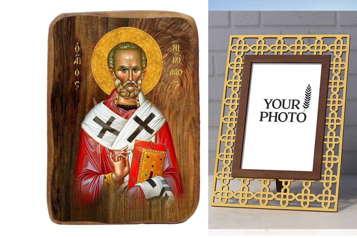 Εικόνα Ορθοδοξίας Πολυτελείας με σχεδιο Σταυρούς μαζι με Βάση σε 8 χρώματα με περίγραμμα χρυσό σε ξύλο Plywood (Πλακάζ) με βάση Μπομπονιέρα Βάπτισης Αγίου Νικολάου Σετ 20 τεμαχίων, Εικόνα Βάπτισης, Χειροποίητη Βυζαντινή εικόνα Bomboniera 9x6cm, Χριστιανικό Δώρο Διάσταση 21x15 cm (8,3 x 5,9 ίντσες) INTRAEK3kadro3211-216724048