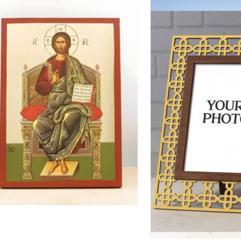 Εικόνα Ορθοδοξίας Πολυτελείας  με  σχεδιο Σταυρούς μαζι με  Βάση σε  8 χρώματα με περίγραμμα χρυσό σε ξύλο Plywood (Πλακάζ)   με  βάση Ένθρονος Ιησούς Χριστός, Ξύλινη Χειροποίητη Εικόνα με Φύλλο Χρυσού Τοίχου Ελληνικού Premium Βυζαντινού Στυλ Κρεμασμένο σε ξύλινη πλάκα Θρησκευτικό Θέμα Χειροποίητη Ελληνορθόδοξη εικόνα του Ιησού Χριστού, Κρεμαστή πλάκα βυζαντινής τέχνης, χριστιανική τέχνη Διάσταση 26x20 cm (10,2 x 7,9 ίντσες)  INTRAEK3kadro3211-22610999 - Image 1