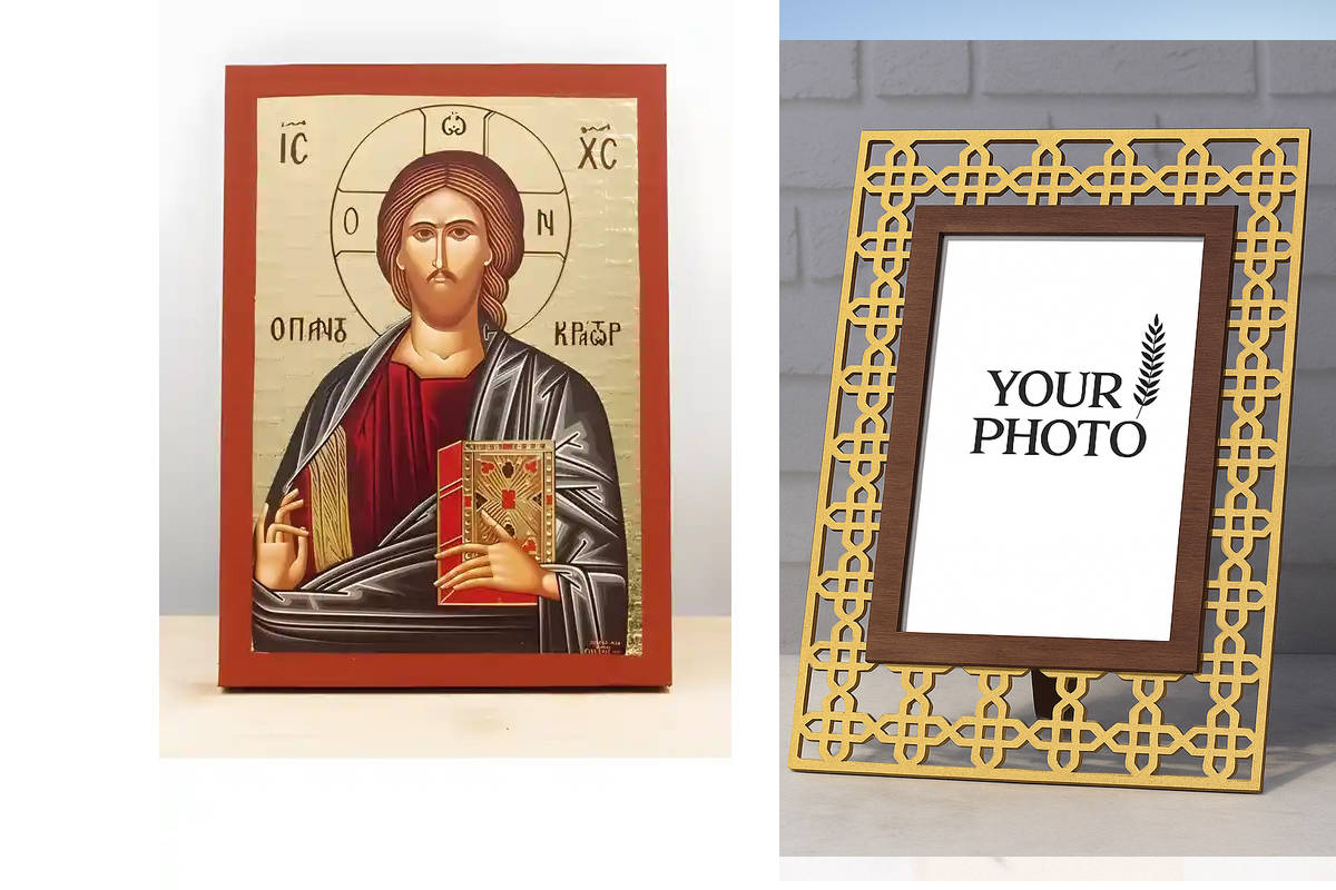 Εικόνα Ορθοδοξίας Πολυτελείας  με  σχεδιο Σταυρούς μαζι με  Βάση σε  8 χρώματα με περίγραμμα χρυσό σε ξύλο Plywood (Πλακάζ)   με  βάση Ιησούς Χριστός Παντοκράτορας, Ξύλινη Χειροποίητη Εικόνα με χρυσό φύλλο Χαρακτική σε Ελληνικό Premium Βυζαντινό Στυλ Τοίχος Κρεμαστό σε Ξύλινη Πλάκα Θρησκευτικό Χειροποίητη Ελληνορθόδοξη εικόνα του Ιησού Χριστού, Κρεμαστή πλάκα βυζαντινής τέχνης, χριστιανική τέχνη 45x35 cm (17,7 x 13,8 ίντσες)  INTRAEK3kadro3211-342111064