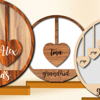 Intra απο ξύλο plywood 3mm-4mm πάχος 1-10 μέλη ονομάτων εγγονιών 3D Δίασταση 15x15 cm INTRAFABR-28465122 - Image 1