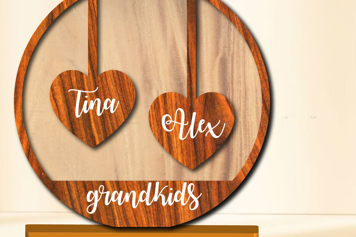 Intra απο ξύλο plywood 3mm-4mm πάχος 1-10 μέλη ονομάτων εγγονιών 3D Δίασταση 15x15 cm INTRAFABR-28465122 - Image 2
