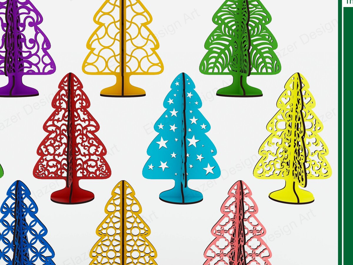 Intra απο ξύλο plywood 3mm-4mm πάχος 10 κομμένα με λέιζερ Χριστουγεννιάτικο Δέντρο Δίασταση 15x15 cm INTRAFABR-79605461