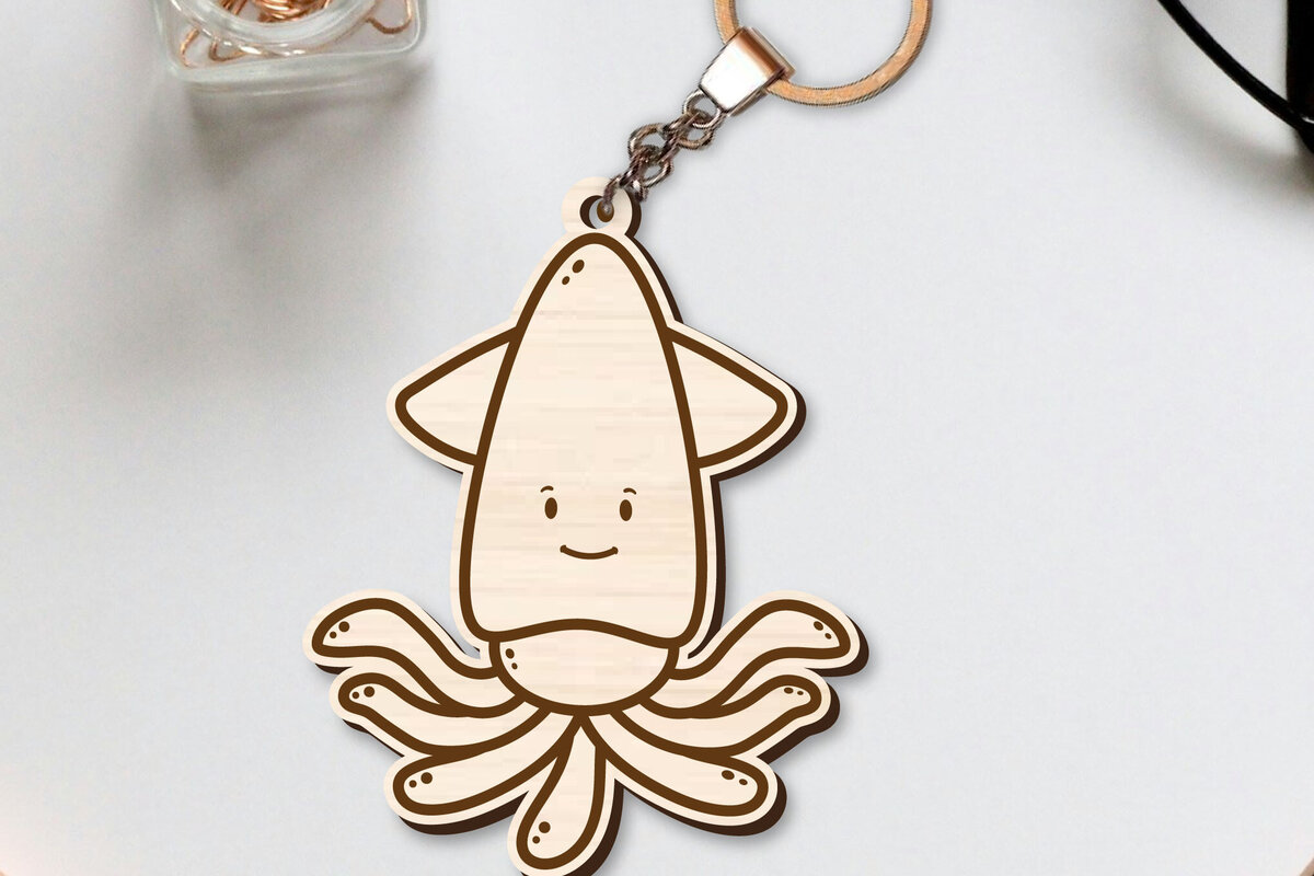 Intra απο ξύλο plywood 3mm-4mm πάχος 10 Design Cute Sea Animal Key Chain Δίασταση 30x20 cm INTRAFABR-96263327 - Image 2