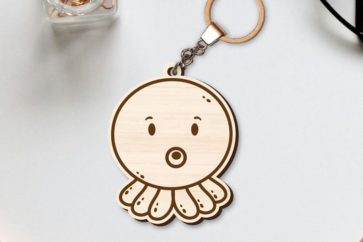 Intra απο ξύλο plywood 3mm-4mm πάχος 10 Design Cute Sea Animal Key Chain Δίασταση 30x20 cm INTRAFABR-96263327 - Image 4