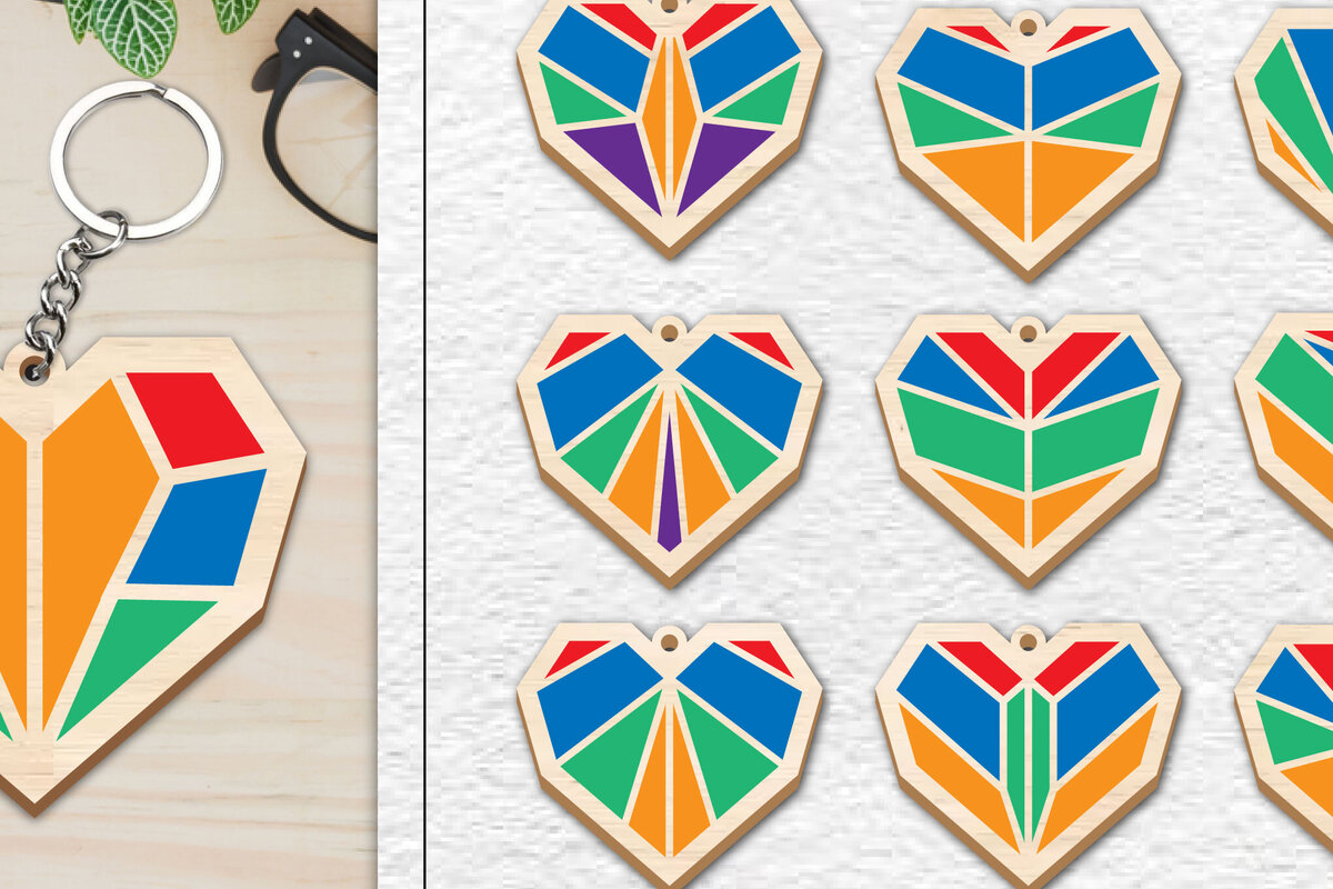 Intra απο ξύλο plywood 3mm-4mm πάχος 10 Design Love Keychain Δίασταση 6x6 cm INTRAFABR-100638707