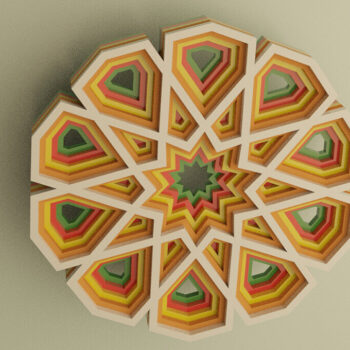 Intra απο ξύλο plywood 3mm-4mm πάχος Στολίδι Mandala 10 πλευρών Δίασταση 30x30 cm INTRAFABR-113704802 - Image 1