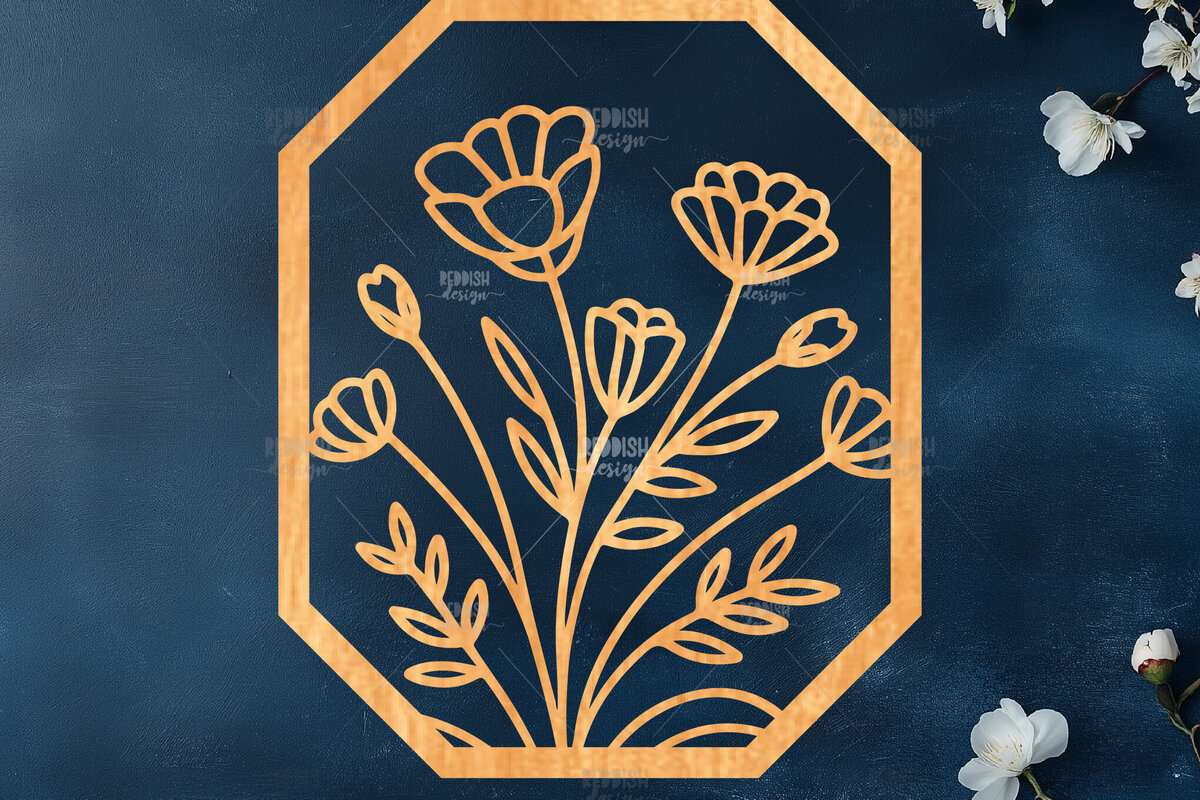 Intra απο ξύλο plywood 3mm-4mm πάχος 10 Wall Art Floral Πλαίσιο Cut  Δίασταση 40x40 cm INTRAFABR-125095003 - Image 5