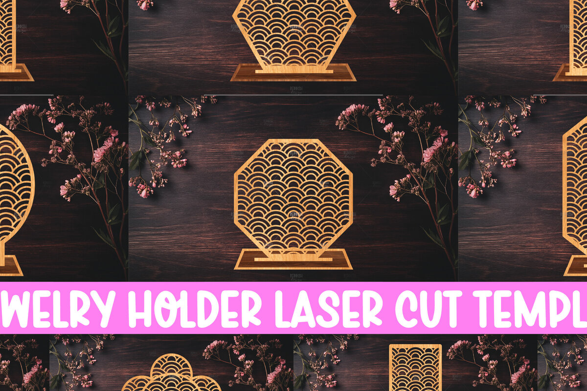 Intra απο ξύλο plywood 3mm-4mm πάχος 10 θήκες για κοσμήματα με μοτίβο κυμάτων Δίασταση 15x15 cm INTRAFABR-119648413