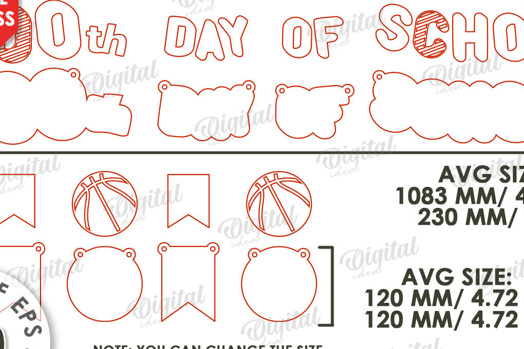 Intra απο ξύλο plywood 3mm-4mm πάχος 100th Days of School Banner Δίασταση 30x20 cm INTRAFABR-111675112 - Image 2