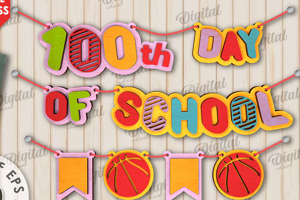 Intra απο ξύλο plywood 3mm-4mm πάχος 100th Days of School Δίασταση 30x20 cm INTRAFABR-111679203 - Image 3